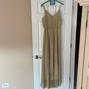 Gold Lulus bridesmaid dress